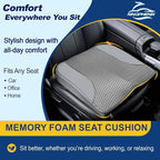 Car Seat Cushion – Memory Foam Pad for Driving Comfort – Boosts Height and Relieves Coccyx & Lower Back Pain – Car, Truck, Office Chair (Leather & 4D Mesh Gray)