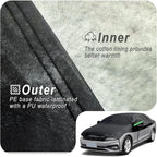 Half Car Cover Waterproof All Weather, Sunproof Windshield Cover for Ice and Snow Top with Reflective Straps, Front Rear Window Hail Protector for Sedan (3 XL)