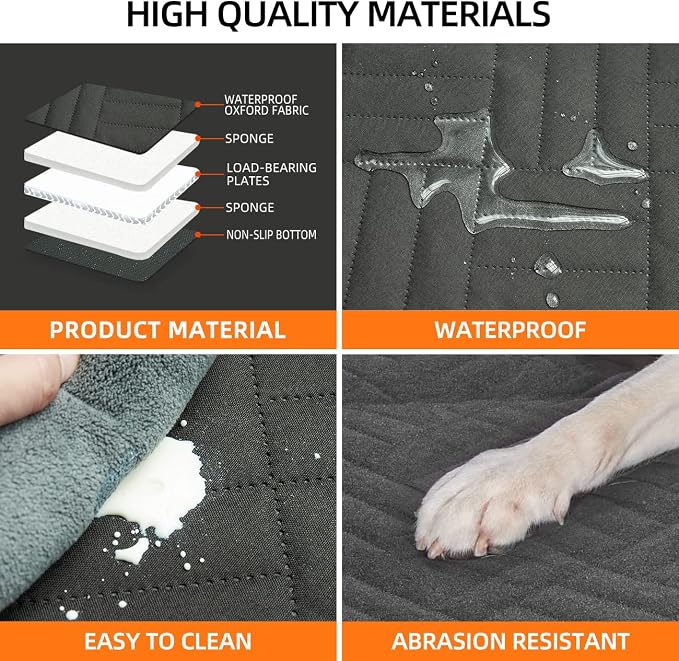 Back Seat Extender,Dog Seat Cover for Back Seat,Hard Bottom Car Seat Cover for Dogs,Dog Hammock for Car,Back Seat Pet Cover for Dogs（Grey,for Car/SUV/Small Truck）