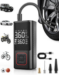Cordless Tire Inflator 150PSI Portable Air Compressor with Auto Shutoff, Air Pump for Car Tires, Motorcycle, Bike, Balls, Inflatables, LED Light, Red, Standard Capacity