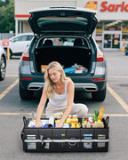 Trunk Organizer - Car Organizer with Built-In Leakproof Car Cooler, Collapsible Trunk Organizer with Cooler for SUV, Sedan, with Base Panel (3 Compartments, Black), 35.4"×14.2"×10.6"