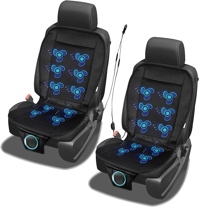 Cooling Car Seat Cover, 12V Car Seat Cooling Pad Adjustable Temperature, Breathable Sweat Protector Cooling Seat Cushion, Cooling Car Seat Covers for Summer 2-Pack Integrated Cigarette Lighter