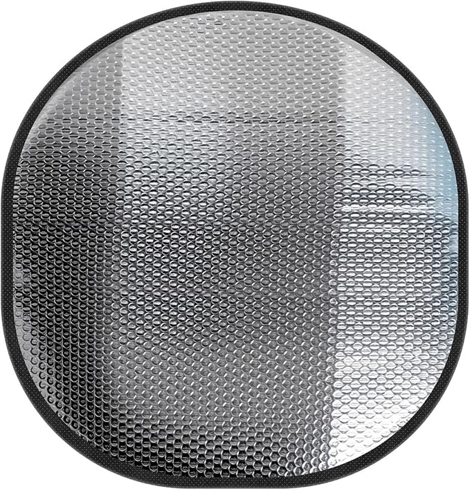 Steering Wheel Sun Shade Cover, Aluminum Foil Heat Resistant Steering Wheel Cover, 18" Slip-on Steering Wheel Sun Protector, Fit for Most Car SUV Van (Silver)