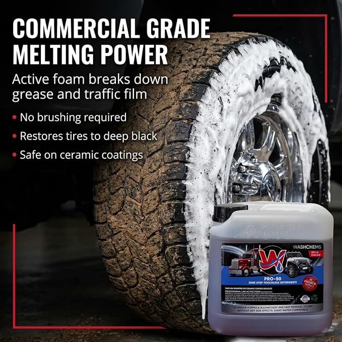 Pro 50 Touchless One Step Car Wash Detergent Soap Concentrate No Brushing, Commercial Grade Professional Auto Foam Cleaner Also Great for Trucks & Tractors
