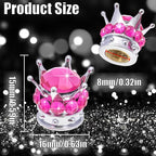 4PCS Crown Bling Tire Stem Valve Caps, Crystal Diamond Car Wheel Tire Valve Caps Universal Copper Core Stem Covers for Cars, SUV, Trucks, Bikes, Motorcycles, Bicycles (Silver & Rose Red)