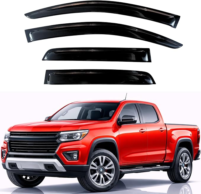KPY Rain Guards Fit for 2023-2026 Chevrolet/Chevy Colorado Crew Cab, Out-Channel Window Visors Vent Wind Deflectors 4PC, Truck Accessories for 2023-2026 GMC Canyon Crew Cab (Full-Size Cabs)