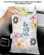 Car Trash Can, Durable Hanging Car Trash Garbage Bag, Cute Automotive Garbage Cans Organizer, Cute Colorful Flowers