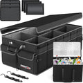 Trunk Organizer with Cooler For SUV Car Trunk, Foldable Storage, Car Accessories for Women Men, Collapsible Bag, 600D Oxford, Non Slip Bottom, Straps, Soft Cover (105L)