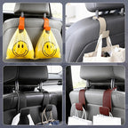 Leather Car headrest Hook for Purses and Bags (Black, 2pcs) | Leather wrap hook with Larger strap holder, friendly to your leather purse. Strong load up to 44lbs.