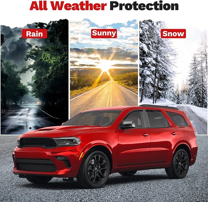 Durango Rain Guards - Window Visors for Dodge Durango 2011-2025 2026, Outside-Mount Tape-On Side Window Wind Deflectors for Durango Accessories, Vent Visors Shades Rainproof Black 4PCS