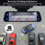 Rear View Mirror Camera with Carplay&Android Auto,9.66" 1080P Mirror Dash Cam Front and Rear with Voice Control,Night Vision,Parking Monitoring,Reverse Assist Free 64GB Card for Cars&Trucks