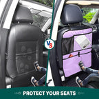 Mauve Seat Back Protector Car Seat Back Storage Bag Anti-kick Pad, Back of Front Seat Cover for Kids Feet, 2 Pack