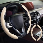 2pcs Car Steering Wheel Cover,Anti-Skid Carbon Fiber Steering Wheel Protector for Men Women,Multiple Color Options,Universal for Most Car Interiors Accessories (Beige)