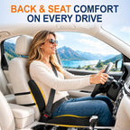 Car Seat Cushion and Lumbar Back Support Pillow Set for Driving | Memory Foam Car Seat Cushions, Back Support for Car, Car Cushion for Height, Pressure Relief for Trucks, Office Chairs, Black