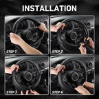 Black Car Steering Wheel Cover Small Size 14-14.25 inch (35.5-36 cm), for Prius Civic Model 3 Model Y Camaro, Breathable Microfiber Leather