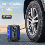 Digital Air Compressor for Car Auto Pump Portable Tire Inflator with LED Light DC 12V, Blue