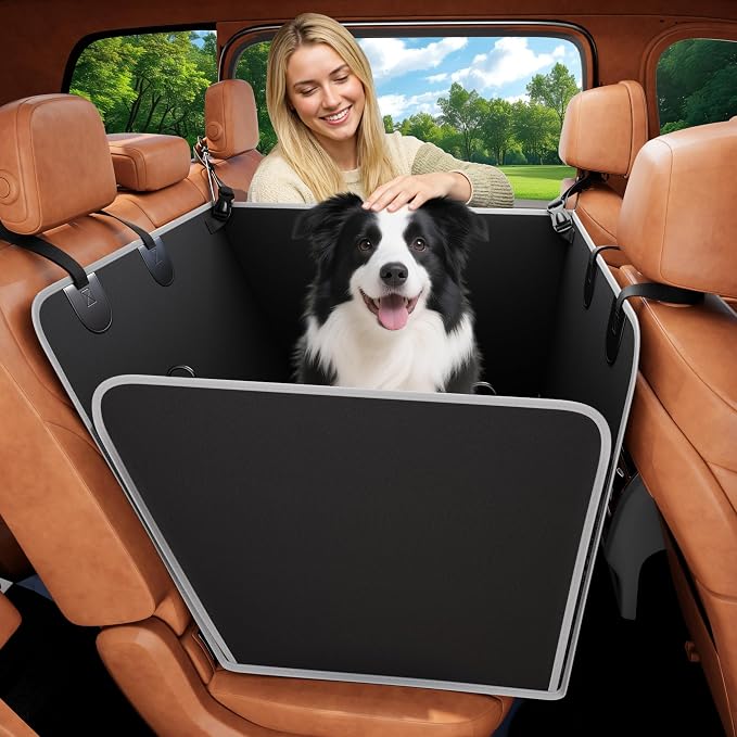 Half Dog Car Seat Cover for Back Seat - Waterproof Dog Half Hammock for Cars,Scratchproof Pet Backseat Protector,Perdurable,Non-Slip Booster Seat for Small,Medium and Large Dogs