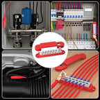 Bus Bar 12V 150A Power Distribution Block 1/4" Stud & 12 x #8 Terminal Screws 12 Volt Positive Battery Marine Bus Bar for Solar Battery Wiring, Marine, Boat and Automotive