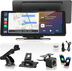 Portable Carplay Screen for Car, 10" Wireless Carplay Car Stereo & Android Auto, OTA Updates, Car Play Touchscreen with 1080P Backup Camera,GPS Navigation,Voice Control,5.0 Bluetooth (10inch)