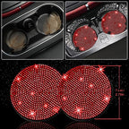 27 PCs Red Bling Car Accessories Set for Women, Steering Wheel Covers Universal Fit 15 Inch, Bling License Plate Frame, Bling Phone Holder, Bling Car Coasters (Red Diamond)