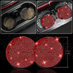 8 pcs Red Bling Car Accessories Set for Women, Steering Wheel Cover, Sparkly Seat Belt Covers, Bling Gear Shift Cover, Universal Fit Most Cars (Red Diamond)