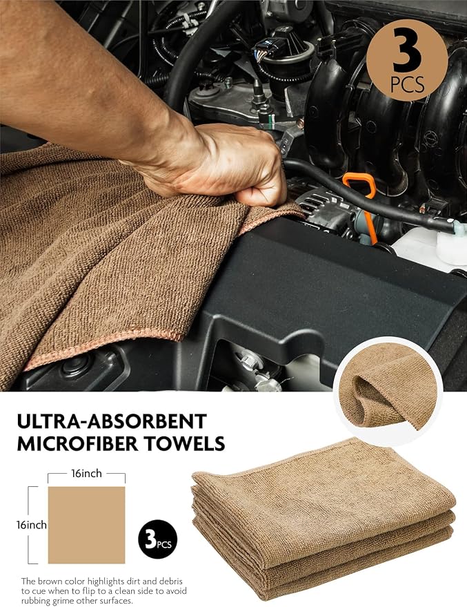 9PCS Car Interior Detailing Set, Microfiber Cloth & Applicator, Single-Head Detailing Brushes, Natural Bristles, Scratch-Free & Ultra-Soft for Seats Leather Care or Cleaning