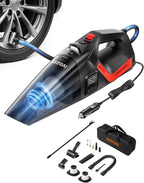4-in-1 V3 12V DC High Power Handheld Car Vacuum Cleaner for Car,Home,Pet Hair Cleaning, 150 PSI 16.4FT Cord Digital Pressure Gauge & LED Light Portable Tire Inflator for Cars,Bikes,SUVs,Balls