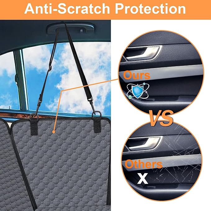 Dog Car Seat Cover for Back Seat, 2026 Upgraded 600D Heavy Duty Waterproof & Scratch-Resistant Dog Hammock for Car, Back Seat Pet Cover for Dogs with Sedan, Trucks and SUVs, Standard, Grey