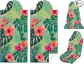2 Pack Car Seat Towel Covers, Sweat-Proof Microfiber Seat Protectors for Gym, Running, Beach & Workout, Breathable Quick-Dry, Machine Washable, Green Tropical Floral Print, Universal Fit
