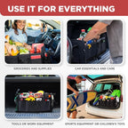 Car Organizers and Storage Premium Adjustable Multi Compartments Car Storage Organizer | Portable and Foldable SUV Trunk Organizer for Car (Standard Size, 20.86"L x 13.4"W x 10"H )-Black