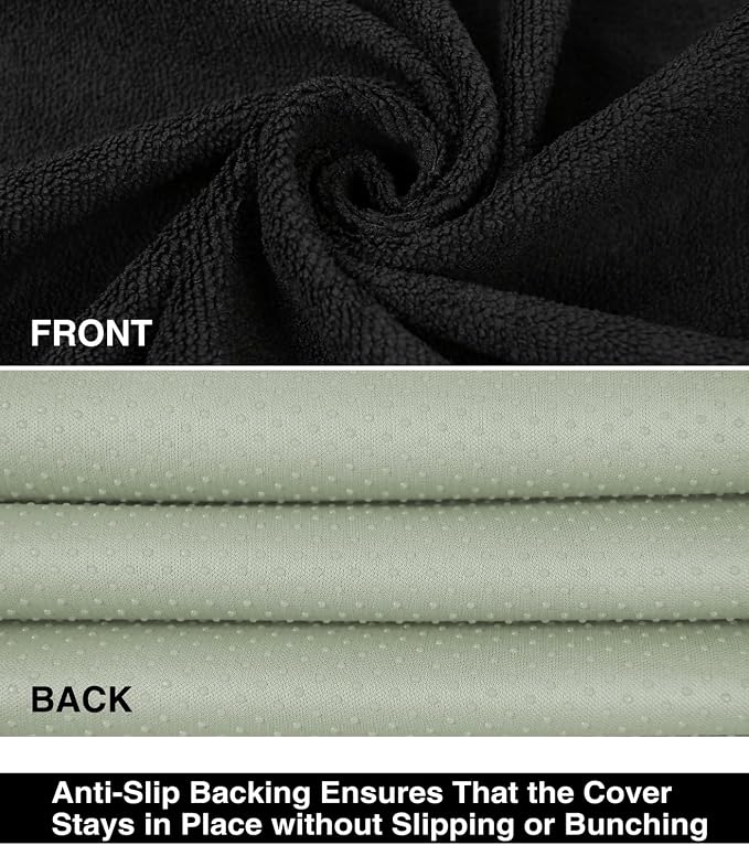 Waterproof Towel Car Seat Cover, Sweatproof Non-Slip Seat Protector, Universal Fit for Front Bucket or Rear Bench Seat of Cars, SUVs, Vans, Trucks, Compatible with Airbags and Armrests (Black, 2 Pack)