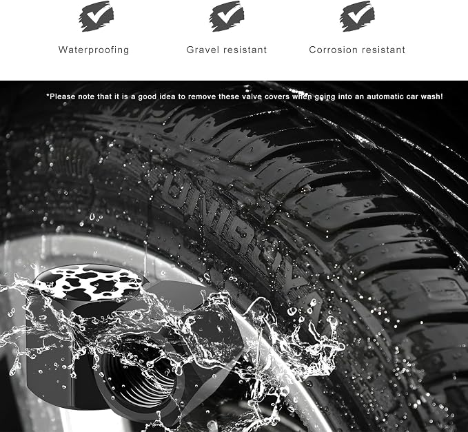 8 PCS Tire Valve Stem Caps, Cute Cow Print Airtight Dust Proof Tire Valve Covers, Corrosion Resistant Aluminum Wheel Stem Caps for Cars, Trucks, SUVs (Cow Print)