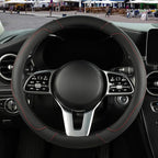 Black Microfiber Leather Steering Wheel Cover 14 inch | Breathable Anti Slip Grip Cool Sporty Look Glow for Women Men
