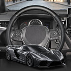 Car Steering Wheel Cover Small Size 14"-14 1/4" Black | For Model 3 Model Y Prius Civic Camaro Rogue, Non-Folding Packaging, Heavy duty, Microfiber Leather Carbon Fiber Pattern
