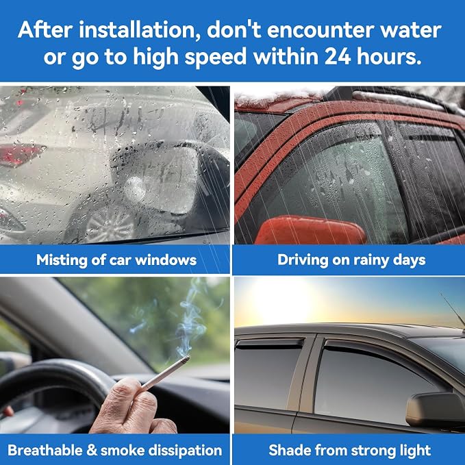 in-Channel Window Rain Guards for 2011-2023 Dodge Charger, Window Visor Guard Vent Wind Shade Deflector Rain Shield Protector Sun Visor 2012 2013 2014 2015 2016 2017 2018 2019 2020 2021, 4PCS