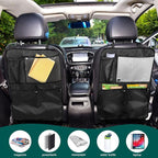 Black Car Seat Organizer for Kids Backseat Kick Mat with Adjustable Strap Back Seat Protector for Cars SUV Vehicle 1 Pcs
