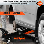 Floor Jack 1.5 Ton (3300 lbs), Hydraulic Trolley Jack with Solid Storage Case, Hydraulic Jack for Car with Single Piston Pump, Portable Car Floor Jack with Lifting Range 5-1/8'' to 12''