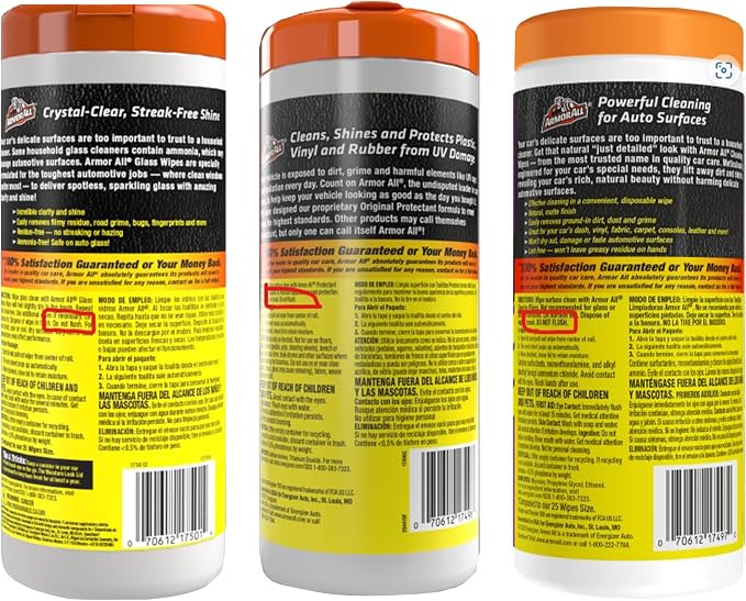 Protectant, Glass and Cleaning Wipes, Wipes for Car Interior and Car Exterior, 30 Count Each (Pack of 6)