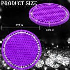 2PCS Bling Cup Holder Coaster, 2.75 Inch Auto Car Cup Holder Insert Coasters, Soft Silicone Anti-Slip Shockproof, Universal Vehicle Interior Accessories for Women Girls (Purple & White)