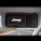 006196R01 Jeep Logo Car Truck or SUV Sun Visor Organizer, Auto Interior Pocket Organizer, Registration and Document Holder, Personal Belonging Sunglass Storage Pouch Organizer
