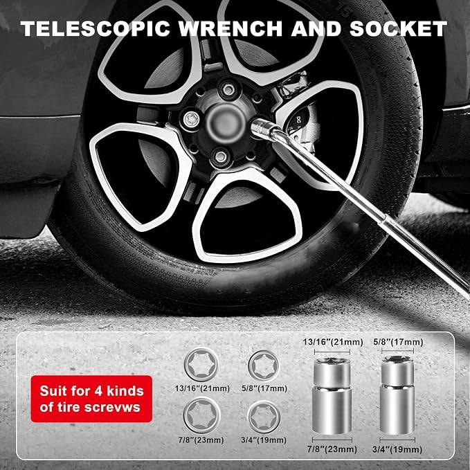 Car Jack 3Ton/6610 lbs Universal Scissor Jack with Rubber Pad, Portable Tire Changing Kit with Lug Wrench, Emergency Kit for Sedan SUV MPV