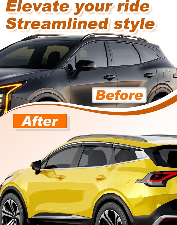 6-PCS Low Profile Window Rain Guards Fit for Kia Sportage 2023-2026 Rain Guard Window Deflectors Extra-Thick Side Window Visors Vent Shades Tape-on Vent Visors Car Accessories