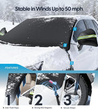 2026 Upgrade Car Windshield Cover for Ice and Snow, Windshield Snow Cover for Winter Snow & Frost – 600D Heavy Magnetic Anti-Hail Protector for Winter Weather, Fits Large SUVs & Trucks, X-Large