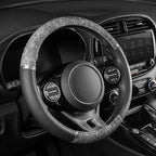 Chrome Wood Grain Black & Gray Steering Wheel Cover for Cars, Trucks, Van, SUVs - Elegant and Comfortable Grip Accessories
