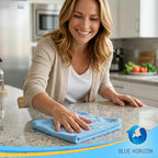 Blue Large Microfiber Cleaning Towels, 36-Pack Dual-Sided Ultra Soft Plush Washcloth, Professional Grade Premium Microfiber Car Cleaning Cloths, Car, Household and Commercial (Sky Blue, 16" X 16")