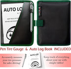 Glove Box Compartment Organizer - Car Document Holder - Owner Manual Case Pouch - Vehicle Storage Wallet for Registration & Insurance Card - Premium Auto Paperwork Holder - Log Book included - Green