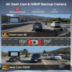 10.26" Portable Apple CarPlay Screen for Car with 4K Dash Cam and 1080P Backup Camera, Wireless Car Play & Android Auto, OTA, GPS Navigation, Voice Control, Mirror Link