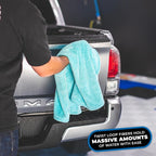 The Liquid8r, Absorbent 70/30 Blend Microfiber Drying Towel for Cars, Trucks, and SUVs, Safe for Detailing, Scratch-Free, Twist Loop, 1100 GSM, 25x36 Inches, Aqua Blue