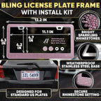 Pink Car Accessories Set, 27 Pieces – Bling Car Accessories for Interior Styling with Rhinestone Details for Daily Use, Universal Fit Kit for Steering Wheel, Vents, Mirror Area, Great Gift for Women