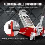 3 Ton Floor Jack,Aluminum and Steel Hydraulic Low Profile Car Jack with Dual Piston Quick Lift Pump,Lightweight Racing Floor Jack for Vehicle,6,000 lb Capacity,Red,TAM830011L